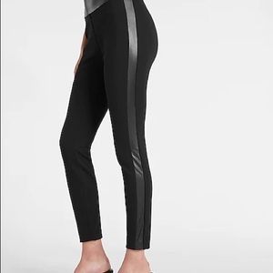 High Waisted Faux Leather Stripe Skinny Pant